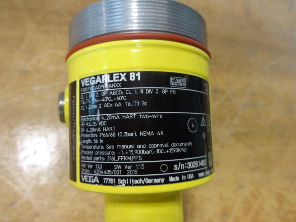 VEGA VEGAFLEX 81 LEVEL SENSOR FX81.FAEADPHXANXX WITH 3" 150# FLANGE 316SS